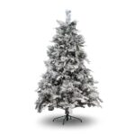 Albero di natale innevato con Pigne "Crans Montana" 210CM in PE Effetto Real Touch + PP Effetto Aghi di Pino