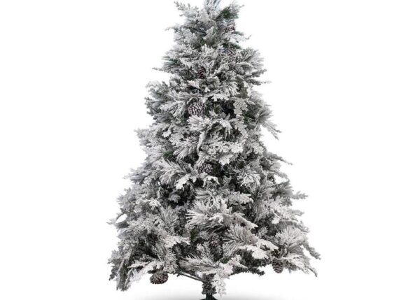 Albero di natale innevato con Pigne "Crans Montana" 210CM in PE Effetto Real Touch + PP Effetto Aghi di Pino