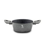 CASSERUOLA ALLUM. C/RIVEST. RUVIDO IN MARMO NERO ANT. DIM: 20*8.3CM ART.JCC-2083