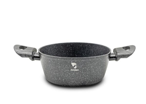 CASSERUOLA ALLUM. C/RIVEST. RUVIDO IN MARMO NERO ANT. DIM: 20*8.3CM ART.JCC-2083