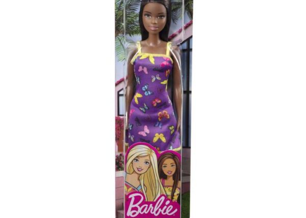 BARBIE TRENDY MULATTA VESTITO CON FARFALLA VIOLA ART.DTF41