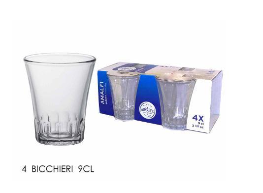 S/4 BICCHIERI VETRO TRASP. AMALFI SET 4 9CL ART.994001A S/4 BICCHIERI VETRO TRASP. AMALFI SET 4 9CL ART.994001A