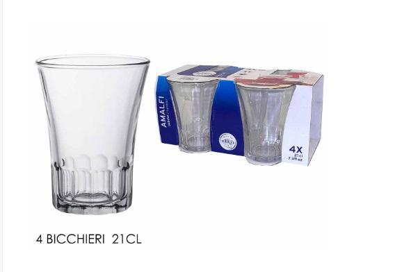 S/4 BICCHIERI VETRO TRASP. AMALFI 21CL ART.994001C S/4 BICCHIERI VETRO TRASP. AMALFI 21CL ART.994001C