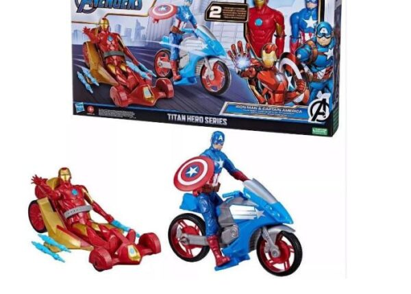 MARVEL HERO CAPITAN AMERICA E IRON MAN CON ROLLING RESCUE ART.F3532