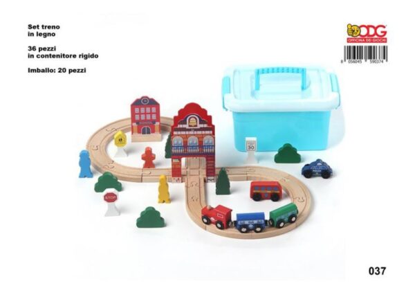 TRENO PISTA LEGNO 36 PZ IN SECCHIELLO ODG037