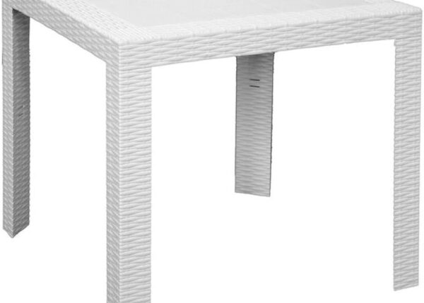 TAVOLO PLASTICA $ SATURNO RATTAN 80X80X72 BIANCO