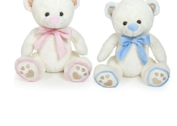 ORSO PANNA H35CM 2ASS FIOCCO ROSA E AZZ ART.25488