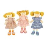 BAMBOLA PEZZA 50CM C/VESTITO A RIGHE E FIORI 3 COL ART.26983