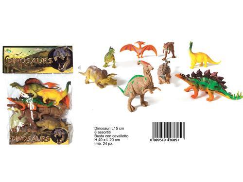 BUSTA 8 DINOSAURI 15CM ASS.