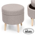 POUF C/PIEDI IN LEGNO 38X38X34CM TORTORA ART.639753