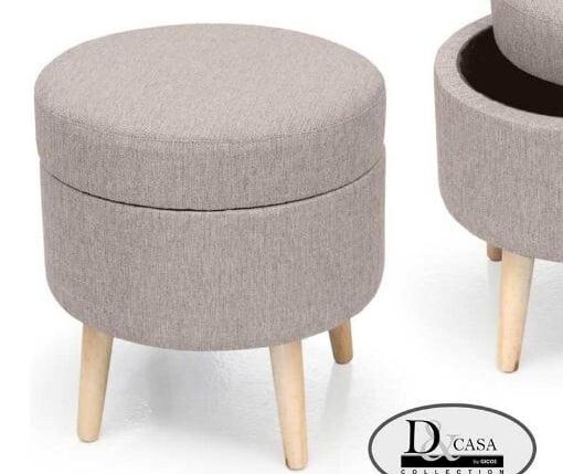 POUF C/PIEDI IN LEGNO 38X38X34CM TORTORA ART.639753