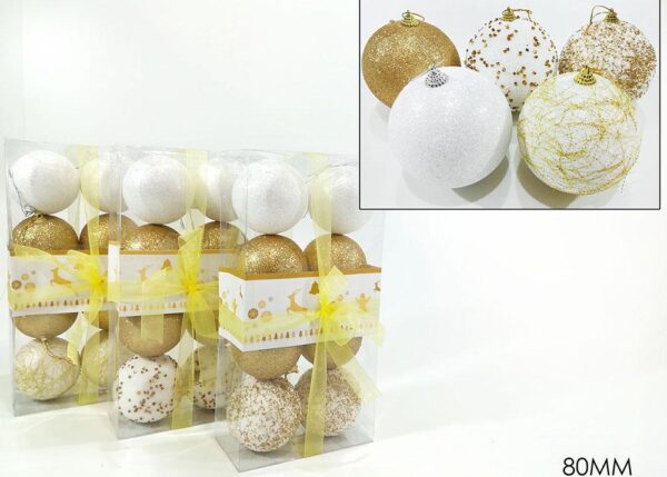 SET 8 PALLE 80MM ORO GLITT. 3ASS