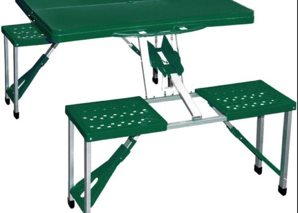 TAVOLO VALIGETTA RETT.+4 SEDIE VERDE