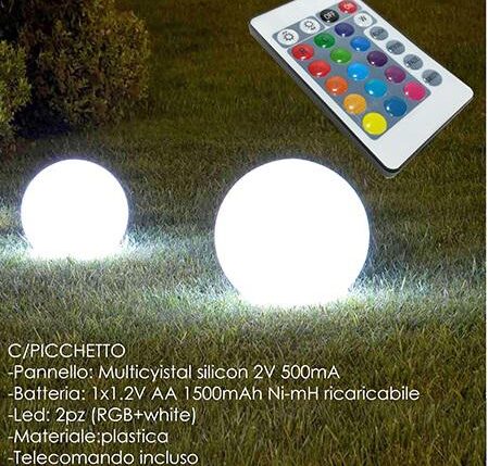 LAMPADA SFERA SOLARE Ã˜35CM C/TELECOMANDO ART.569534B
