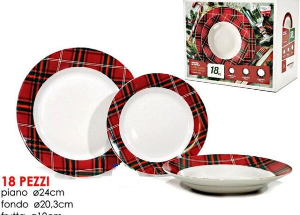 SERVIZIO 18PZ PORC. RED TARTAN ART.540101