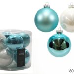 SET 8 PALLE DI NATALE VETRO 80MM TURCHESE ASS ART.424233