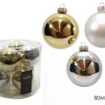 SET 8 PALLE DI NATALE VETRO 80MM COL.ASS ART.480664