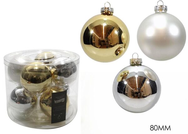 SET 8 PALLE DI NATALE VETRO 80MM COL.ASS ART.480664