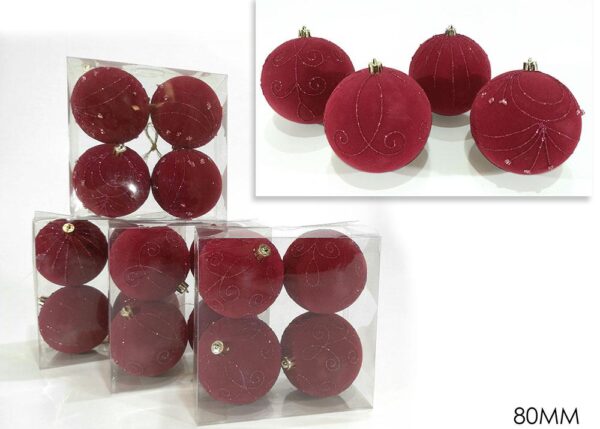 SET 4 PALLE 80MM VELLUTO ROSSO 4ASS