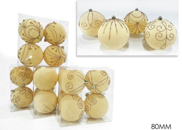 SET 4 PALLE 80MM VELLUTO ORO 4ASS