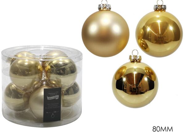 SET 8 PALLE VETRO 80MM ORO ASS. ART.424243