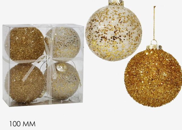 SET 4 PALLE 100MM C/GLITTER ORO ART.435824