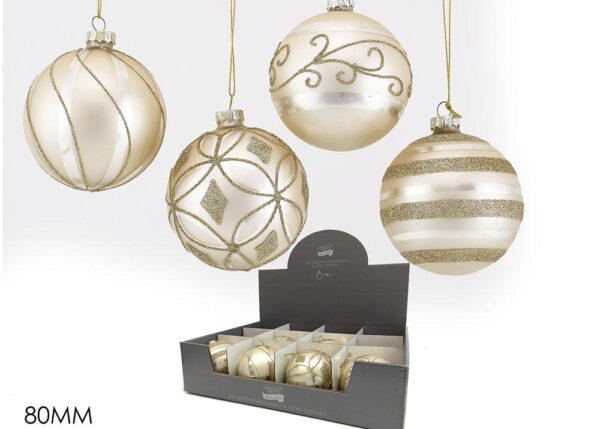 PALLA VETRO 80MM ORO DEC. 4ASS DISP