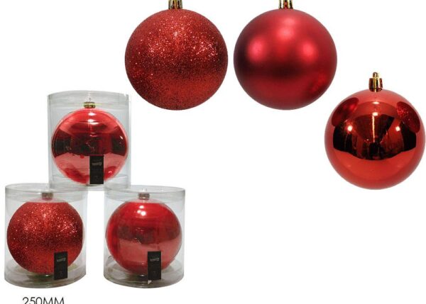 PALLA DI NATALE 250 MM ROSSO 3ASS ART.888213
