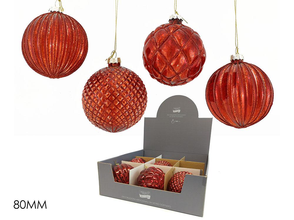 PALLA VETRO 80MM ROSSO DEC. 4ASS DISPL. ART.424402 PALLA VETRO 80MM ROSSO DEC. 4ASS DISPL. ART.424402