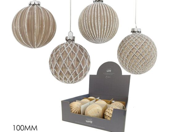 PALLA VETRO 100MM BEIGE DEC. 4ASS DISP