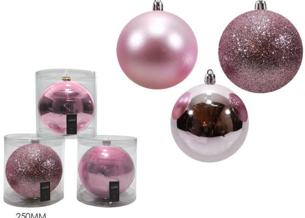 PALLA DI NATALE 250 MM ROSA 3ASS ART.888263