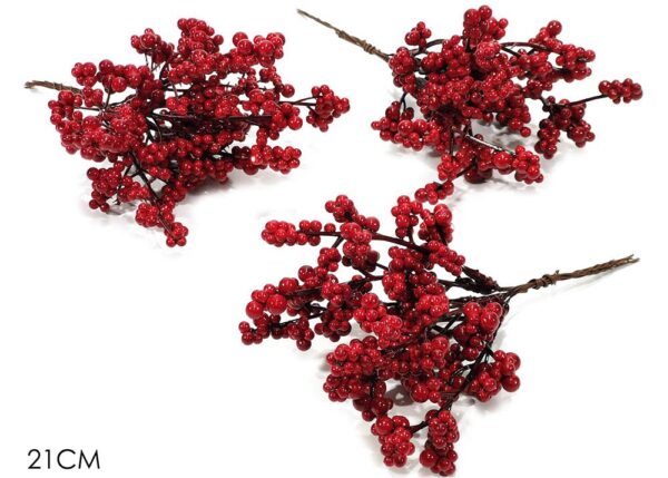 RAMO C/BACCHE 21CM ROSSO 3 ASS. ART.428304