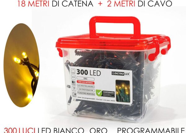 MINILUCCIOLE 300 LED ORO PROGRAMMABILE ART.449945AI