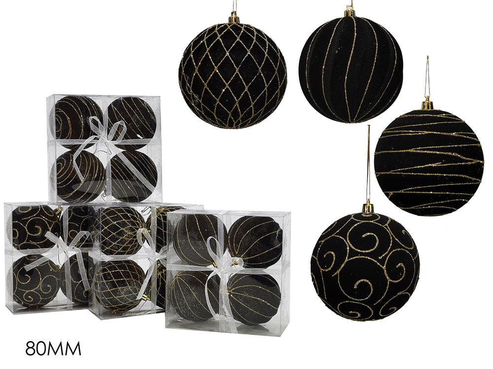 SET 4 PALLE 80MM VELLUTO NERO/ORO 4 ASS. ART.435926A SET 4 PALLE 80MM VELLUTO NERO/ORO 4 ASS. ART.435926A