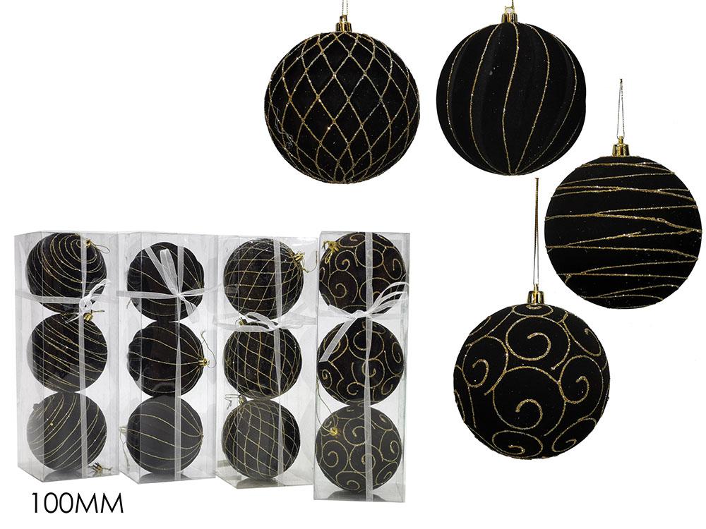 SET 3 PALLE 100MM VELLUTO NERO/ORO 4 ASS. ART.435926B SET 3 PALLE 100MM VELLUTO NERO/ORO 4 ASS. ART.435926B