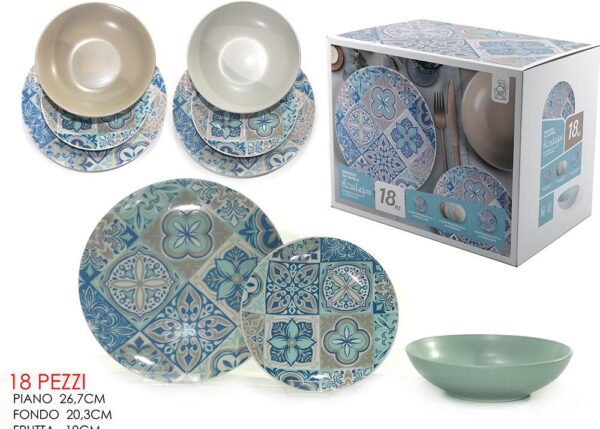 SERVIZIO PIATTI PORC. 18PZ AZULEJOS ART.508403