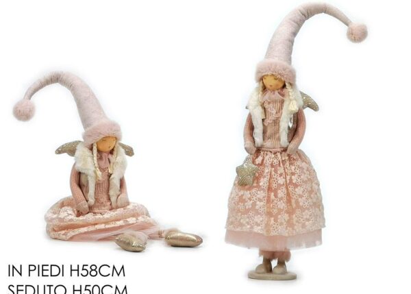 ANGELO C/VESTITO ROSA MACRAME' H58CM 2AS ART.473540