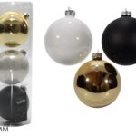 PALLE DI NATALE VETRO SET 3 100MM ORO/NERO/BIANCO ART.424395