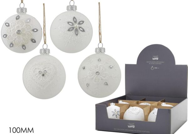 PALLA VETRO 100MM BIANCO 4 ASS. ART.424723
