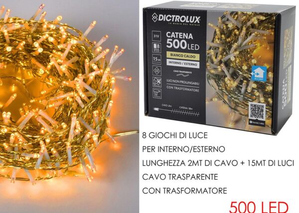 MINILUCCIOLE 500 LED B.CALDO X EST CAVO TRASP. PROG ART.451072