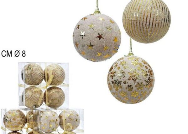 PALLE DI NATALE SET 4 100MM IUTA C/ORO 3ASS ART.350321