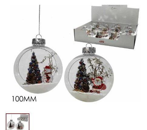 PALLE DI NATALE 100MM C/PERS. NATALIZIO 2ASS DISPL ART.301260