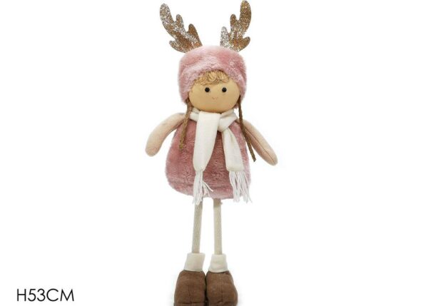 BIMBA "RENNA" C/PELLICCIA 53CM ROSA ART.410498