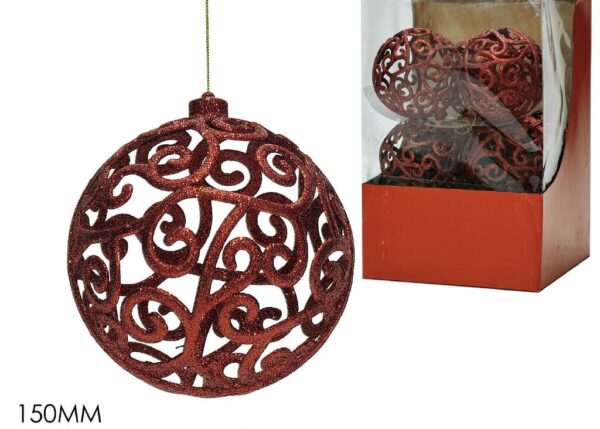 PALLA DI NATALE 150MM C/GLITTER ROSSO DISPLAY ART.435613