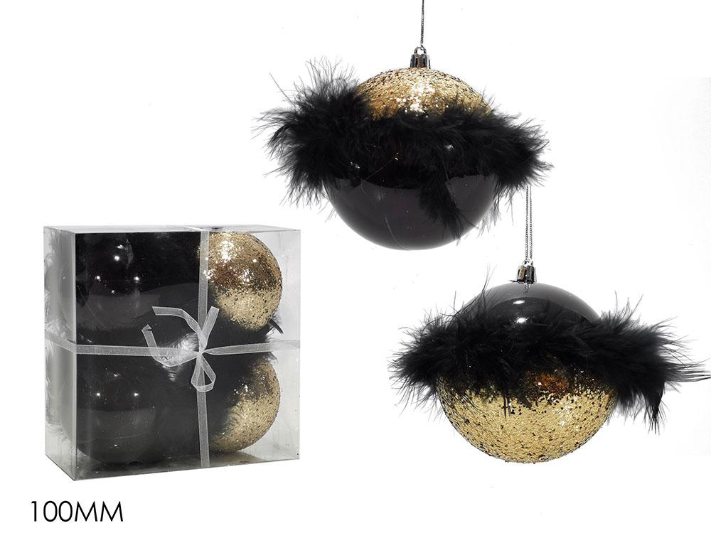 PALLE DI NATALE SET 4 100MM C/PAILL. NERO C/ORO ART.301191 PALLE DI NATALE SET 4 100MM C/PAILL. NERO C/ORO ART.301191