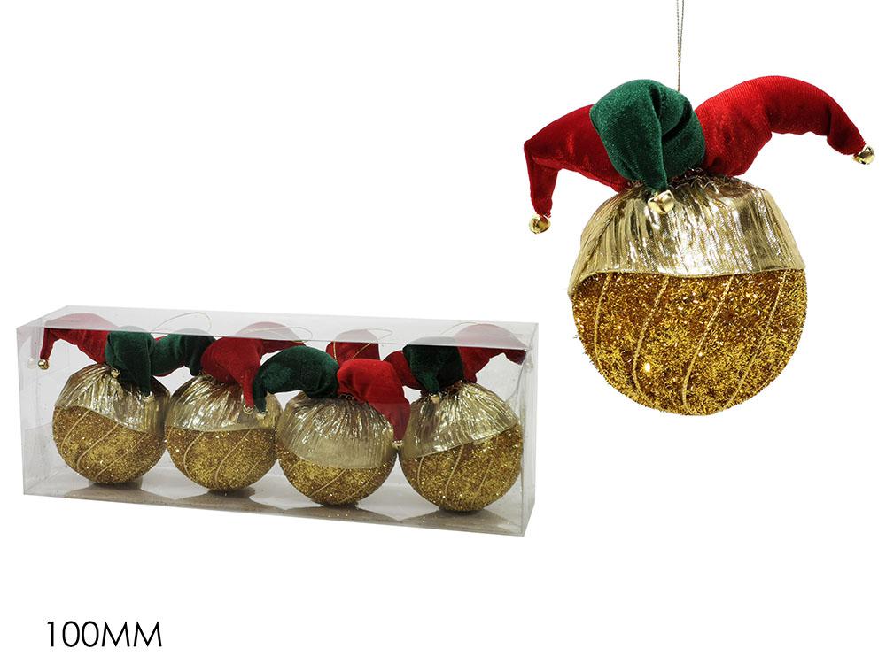 PALLE DI NATALE SET 4 100MM "GIULLARE" ORO ART.303134 PALLE DI NATALE SET 4 100MM "GIULLARE" ORO ART.303134