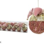 PALLE DI NATALE SET 6 60MM "GIULLARE" ROSA ART.303138