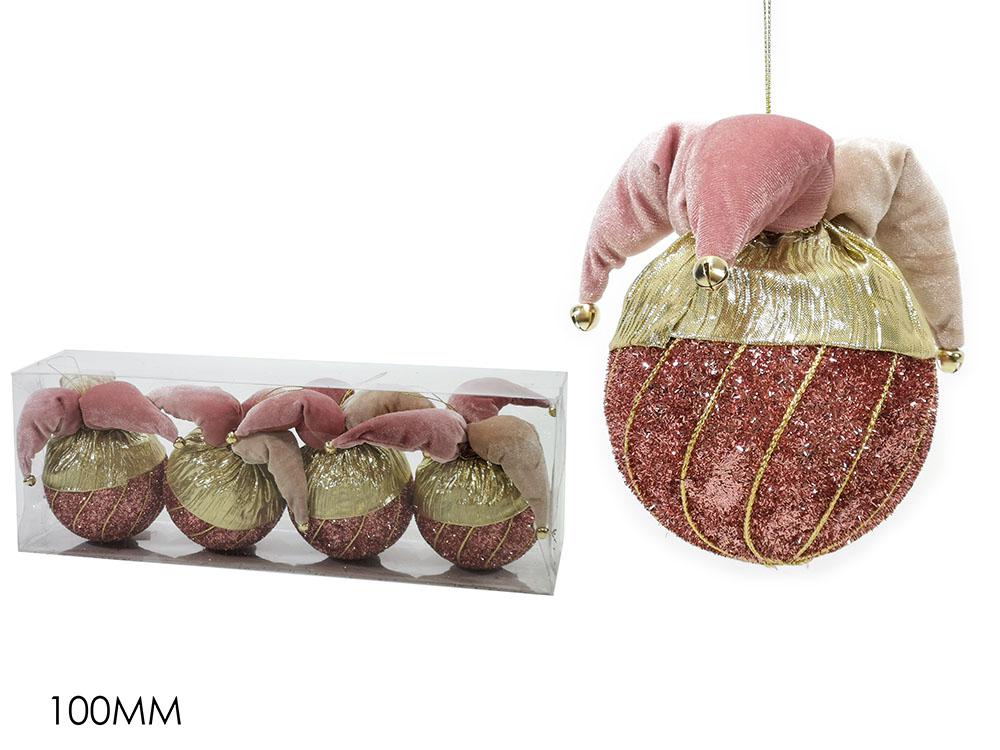 PALLE DI NATALE SET 4 100MM "GIULLARE" ROSA ART.303140 PALLE DI NATALE SET 4 100MM "GIULLARE" ROSA ART.303140