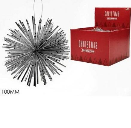 PALLE DI NATALE STILIZZATA 100MM SILVER IN DISPLAY ART.301238