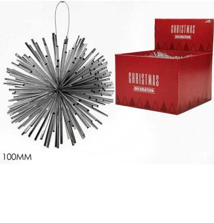 PALLE DI NATALE STILIZZATA 100MM SILVER IN DISPLAY ART.301238 PALLE DI NATALE STILIZZATA 100MM SILVER IN DISPLAY ART.301238